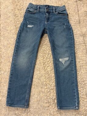 GAP Kids Slim Stretch Jeans Light Wash Distressed Denim Girls Size 7